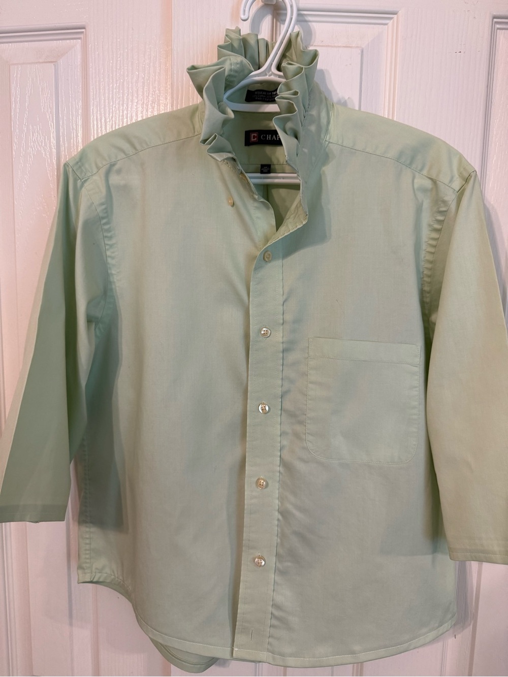 Light Green Ruffled-Collar woman’s Shirt